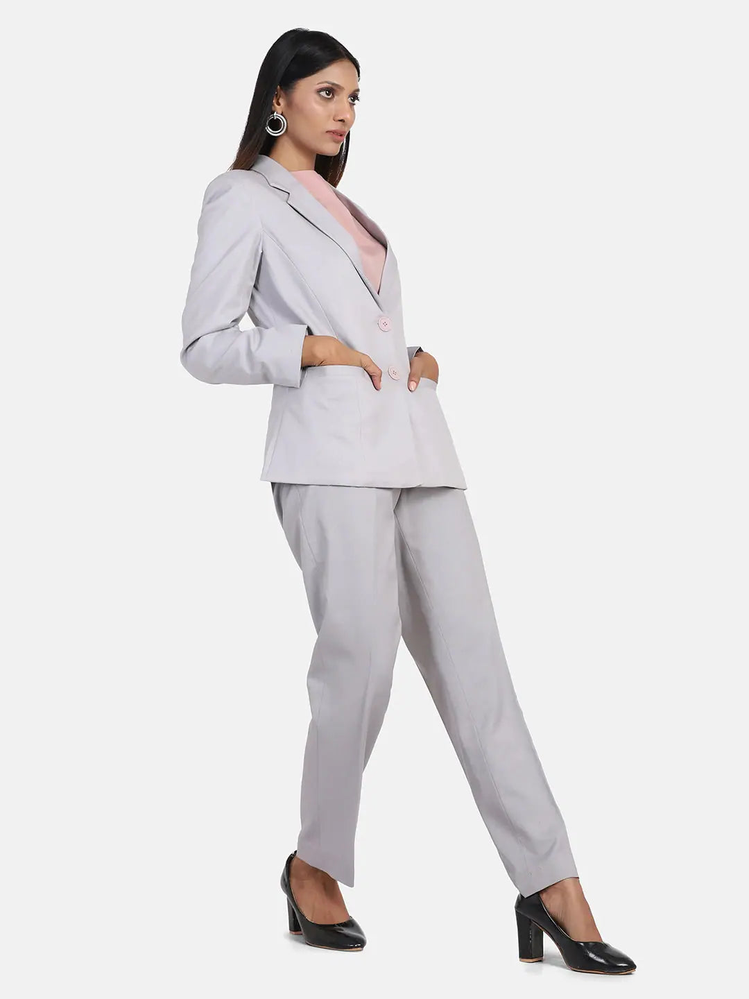 Poly Cotton Pant Suit - Grey Comfortable Denim Pants