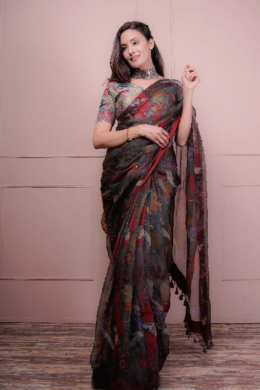 SAREE WITH BLOUSE Off-Shoulder Wrap Blouse