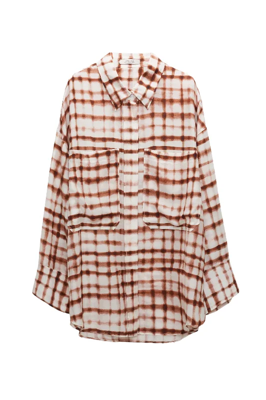 Checked Statement Blouse | Brown and Rose Check Casual Relaxed Fit Blouse