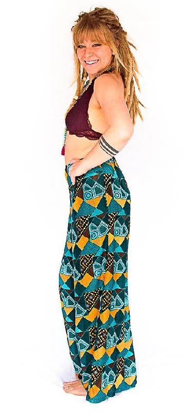 Palazzo Pants in Retro Turquoise Casual Yoga Pants