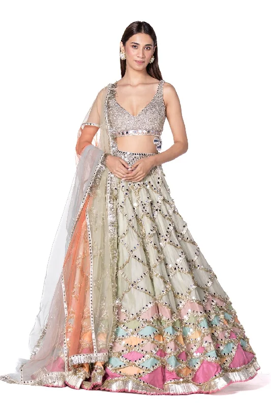 Hand Embroidered Blouse With Multicolour Patch Work Lehenga Backless Summer Blouse