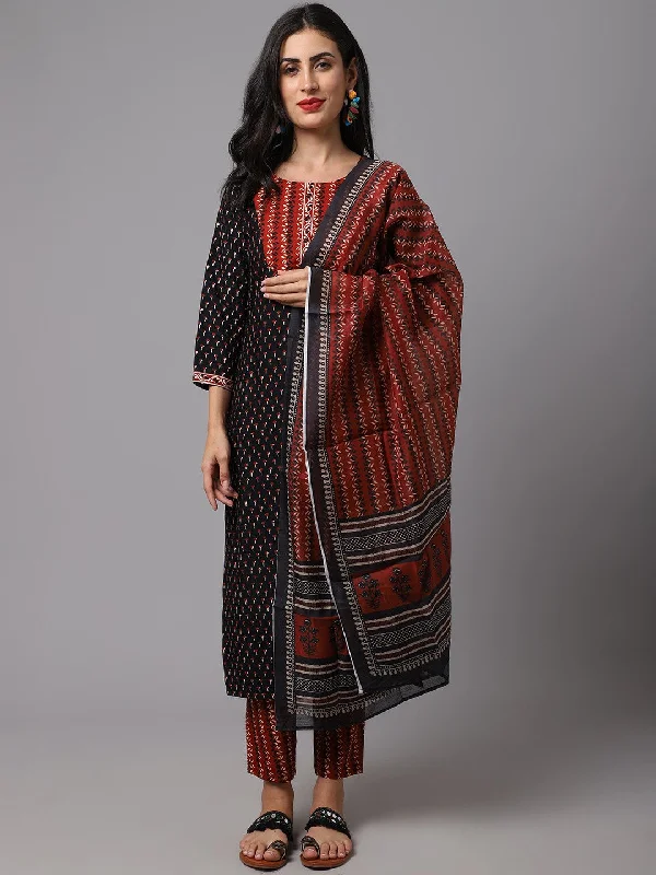 Women Printed Kurta and Pant Set with Dupatta Comfortable Cargo Pants