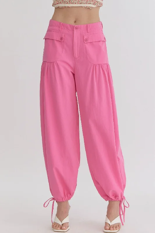 Serendipity Pink Denim Balloon Pants Wide-Legged Palazzos