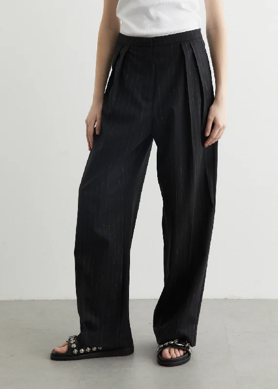 Tailored Pinstripe Pants Comfortable Pleated Pants