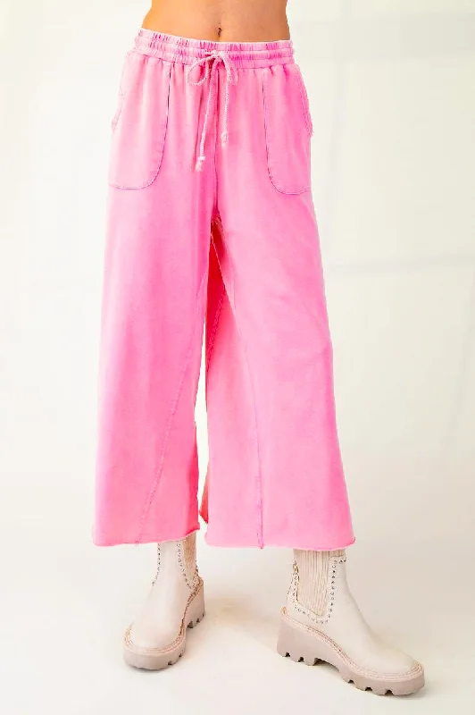 Trending On Washed Pink Pants Comfortable Wide-Leg Pants