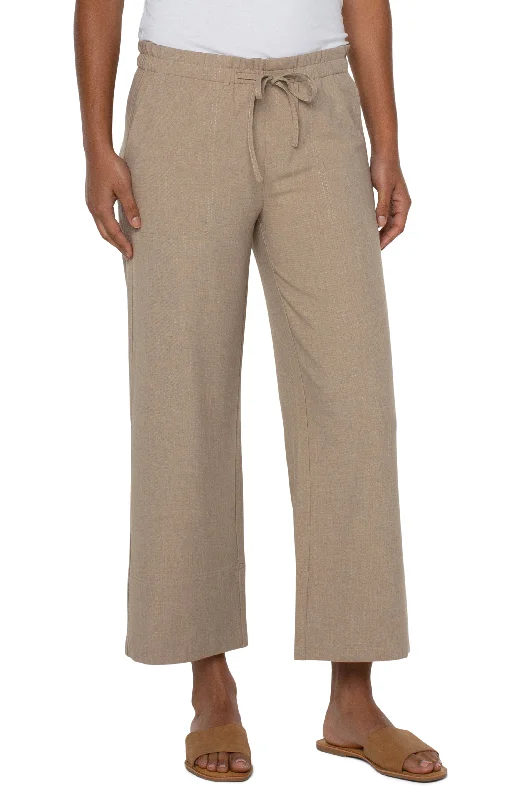 Pull On Tie Waist Wide Leg Ankle Pants w/26 in Inseam Classic Flared Pants