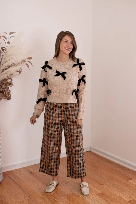 Sweet Treat Black Plaid Pants Fashionable Track Pants