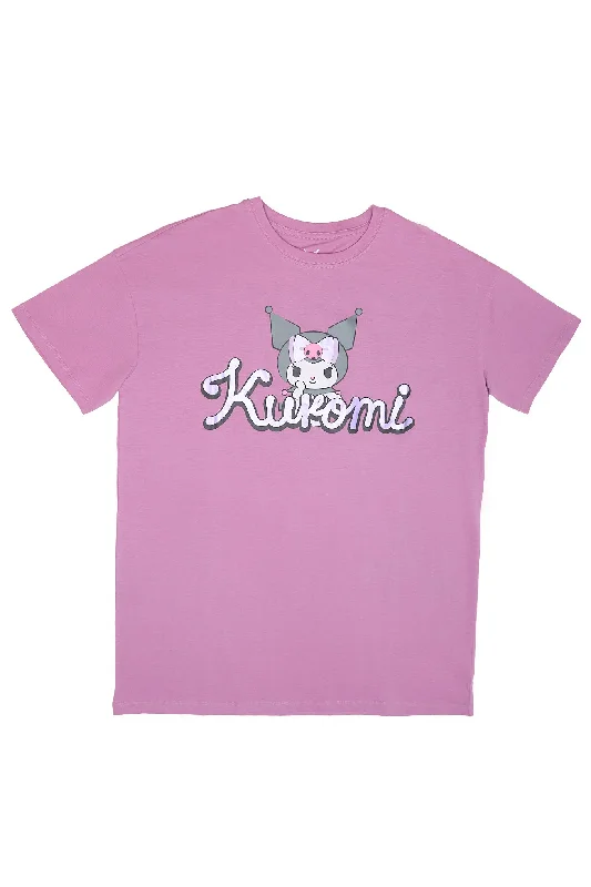 Kuromi Graffiti Graphic Relaxed Tee Knit Fabric Woven Fabric Fleece Fabric