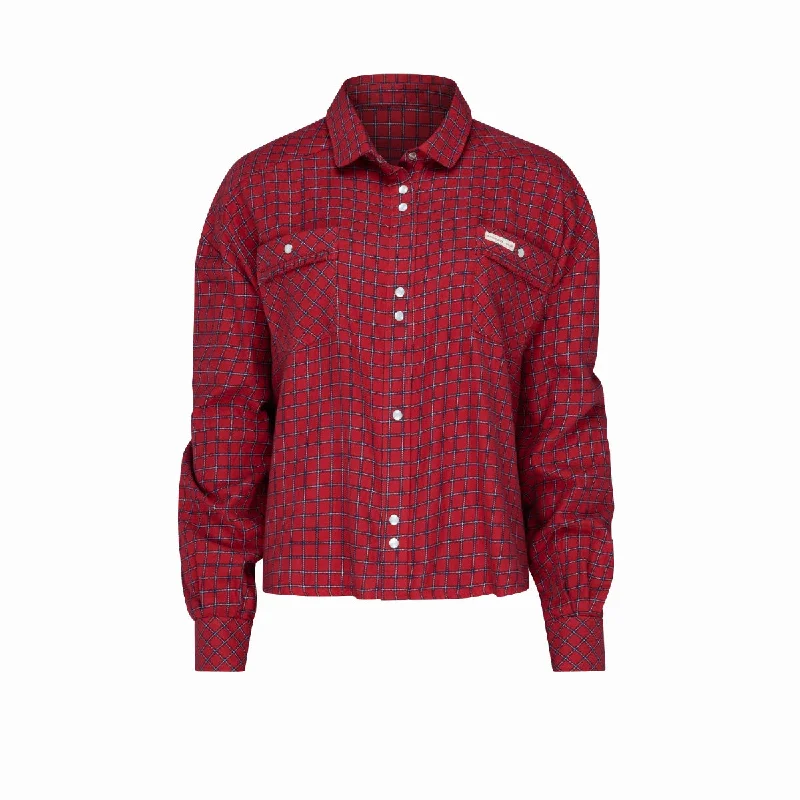 Amundsen Sports - Women's Wild Country Shirt - Chequered Red Ribbed Striped Patterned