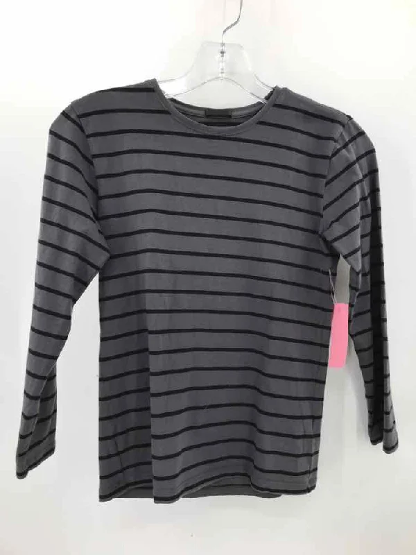 Pre-Owned ATM Grey Size Small Stripe Long Sleeve T-shirt Sequined Glittery Shiny