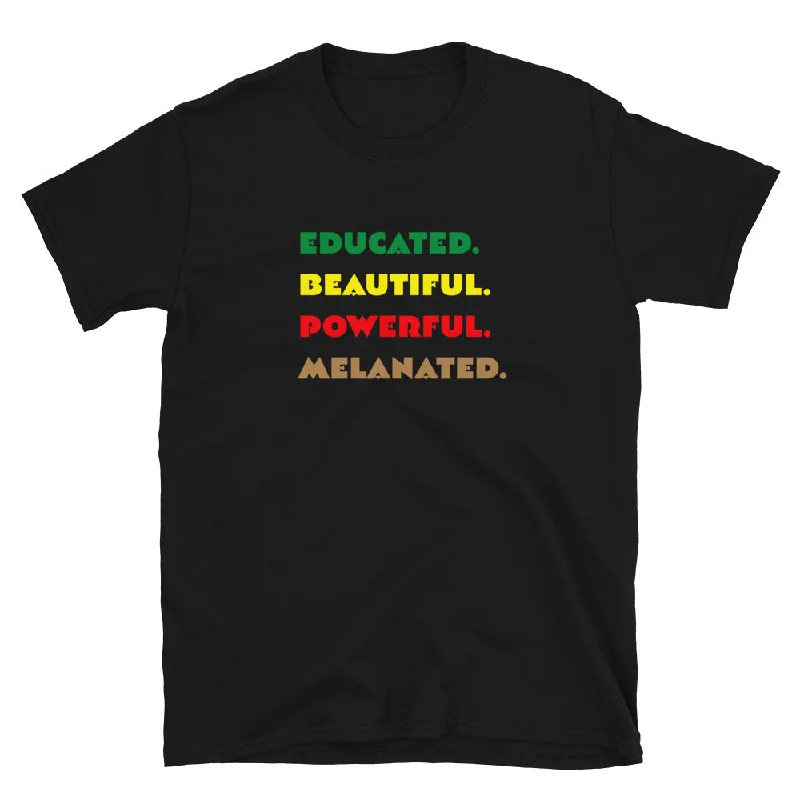 Educated. Beautiful. Powerful. Melanated. T-Shirt Striped Floral Plaid