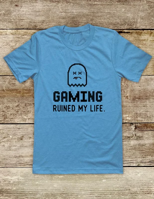 Gaming Ruined My Life. - funny Video Game Soft Unisex Men or Women Short Sleeve Jersey Tee Shirt Mesh Fabric Canvas Fabric Denim Fabric