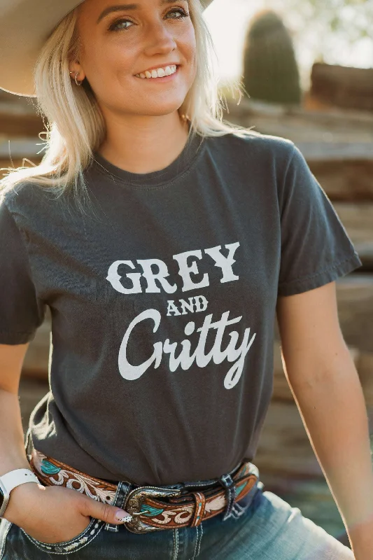 Grey and Gritty Tee Denim Fabric Leather Fabric Suede Fabric