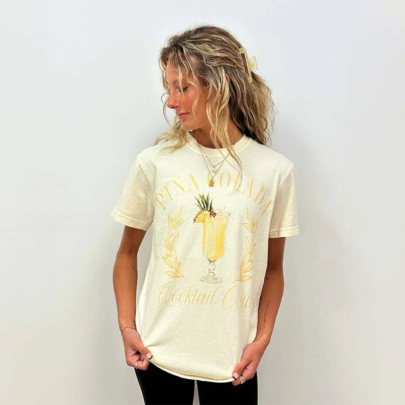 Pina Colada Graphic Short Sleeve T-Shirt Oversized T-Shirt Spandex breathable