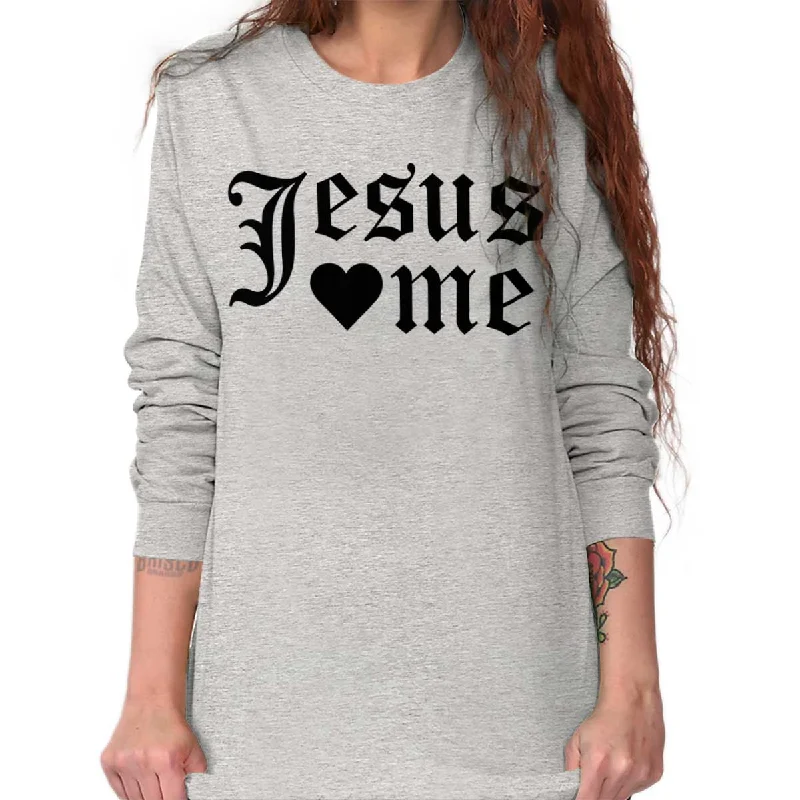 Jesus Hearts Me Long Sleeve T-Shirt Striped Floral Plaid