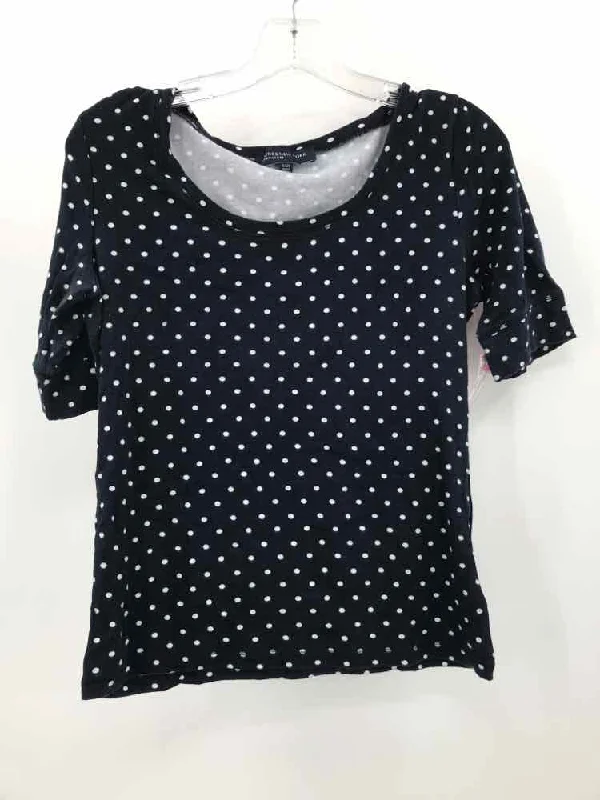 Pre-Owned Jones NY Navy Size Small Polka Dot T-shirt Jersey Fabric Tulle Fabric Batik Fabric