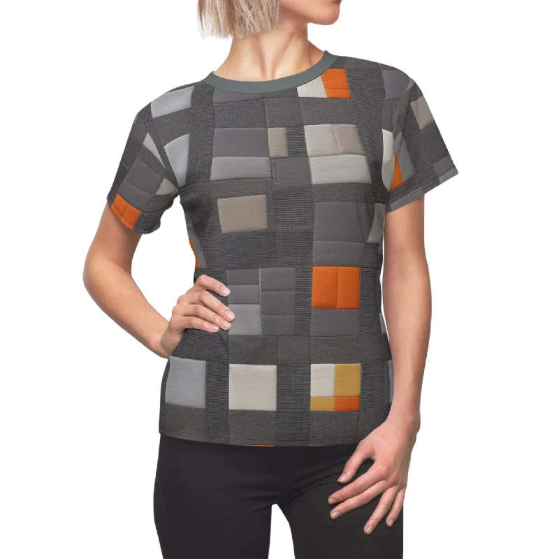 Mix Orange and grey (BKS)🧡Women's Cut & Sew Tee Elasticated Padded Insulated