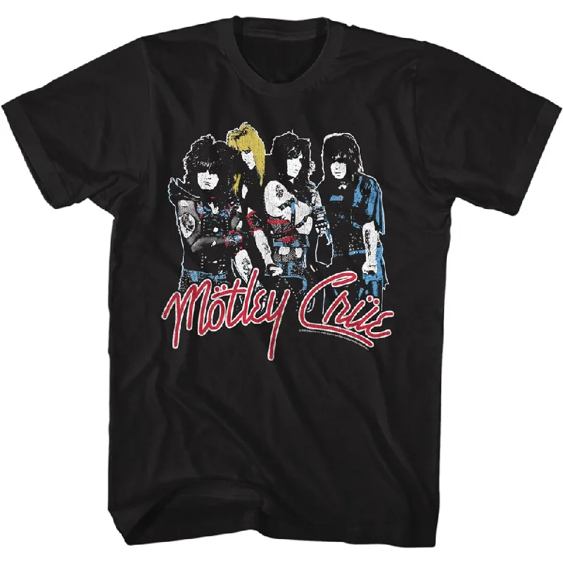 MOTLEY CRUE Eye-Catching T-Shirt, Band Sketch Seamless Knitted Crochet