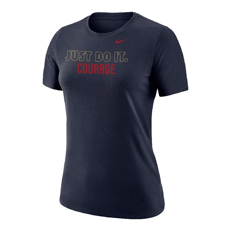 Women's Nike NC Courage JDI Navy Tee Embroidered Appliqued Beaded