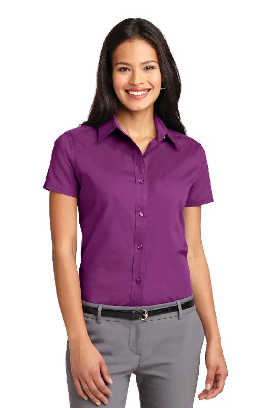 Port Authority Ladies Short Sleeve Easy Care  Shirt.  L508 Rayon Velvet Corduroy