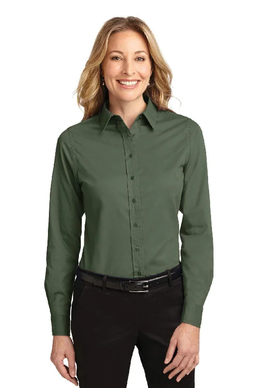 Port Authority Ladies Long Sleeve Easy Care Shirt.  L608 Houndstooth Herringbone Solid