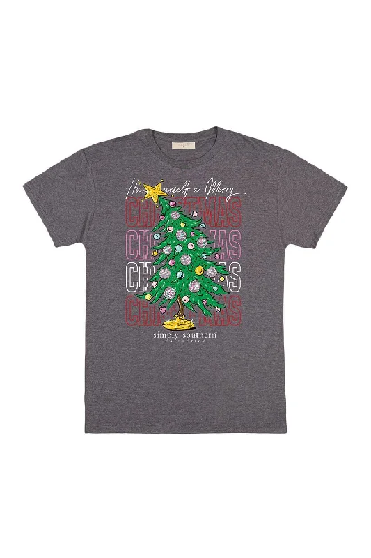 Simply Southern Plus Size Xmas Tree T-Shirt for Women in Iron Heather | EXT-SS-TREE-IRONHTHR Wool Fabric Cashmere Fabric Tweed Fabric