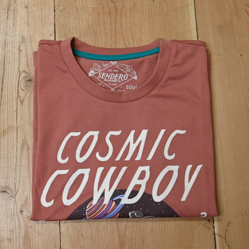 Cosmic Cowboy Crop Tee Dusty Mauve Collared Crew Neck Turtle Neck