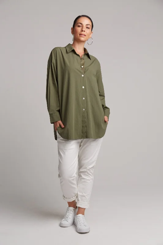 STUDIO OVERSIZED SHIRT KHAKI Oversized T-Shirt Spandex breathable