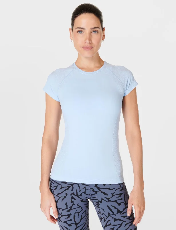 Athlete Seamless Gym T-Shirt - Breeze Blue Graphic T-Shirt Round Neck Polyester