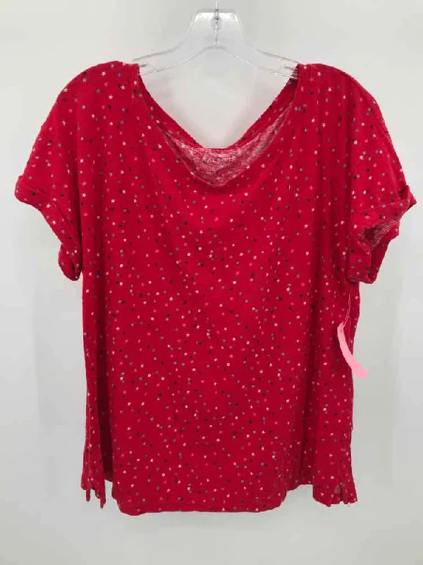 Pre-Owned Talbots Red Size Large Printed T-shirt Boxy Fit Fitted Loose