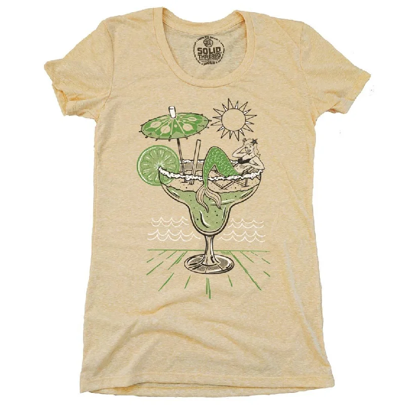 Women's Margarita Mermaid T-shirt Hooded Caped Shawl Collar