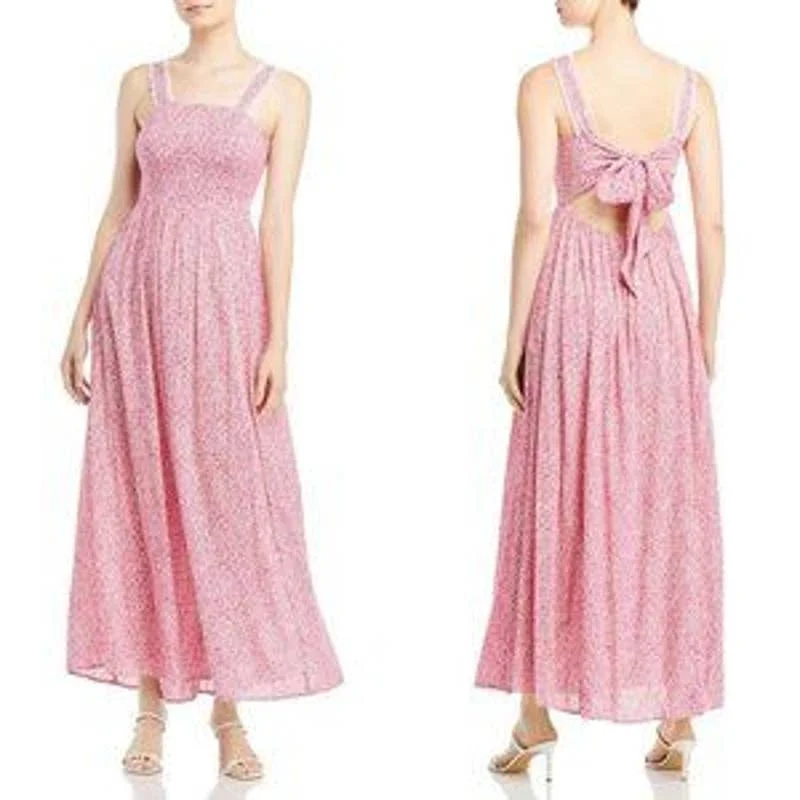 1. STATE Ladies Passion Pink Ditsy Floral "Riviera" Sleeveless Maxi Dress Cozy Maxi Dress with Slit