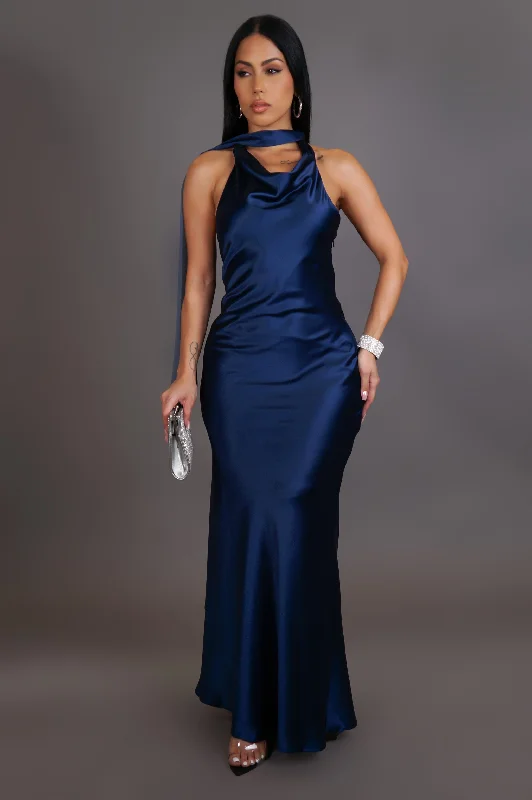 Crazy In Love Maxi Dress - Navy Elegant Tiered Maxi Dress