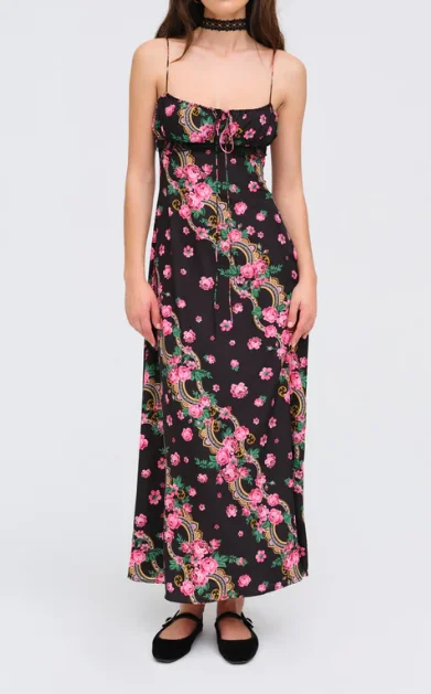 For Love & Lemons Justice Maxi Dress - Black Elegant Sleeveless Maxi Dress