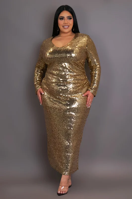 Get To Know Me Maxi Dress- Gold Stylish A-Line Maxi Dress