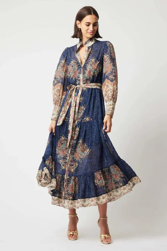 Imperial Maxi Dress | Oriental Print Classic V-Neck Maxi Dress