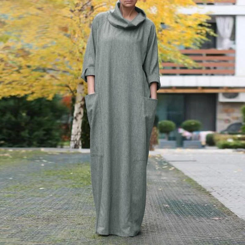 Alpha State Loose Turtleneck Maxi Dress Cozy Wrap Maxi Dress