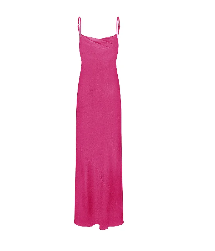 Luna Cowl Neck Maxi Dress in Magenta Elegant Lace Maxi Dress