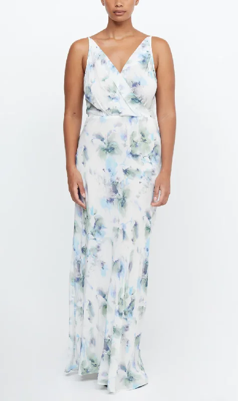 Bec + Bridge | Corrine V Maxi Dress - Watercolour Floral Comfortable T-Shirt Maxi Dress