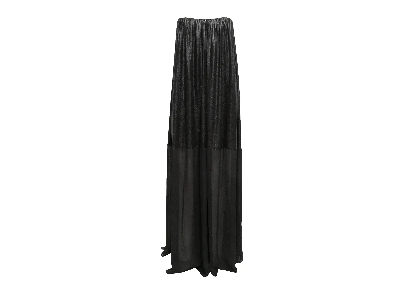 Black Dolce & Gabbana Strapless Maxi Dress Size US 4 Stylish Pleated A-Line Maxi Dress