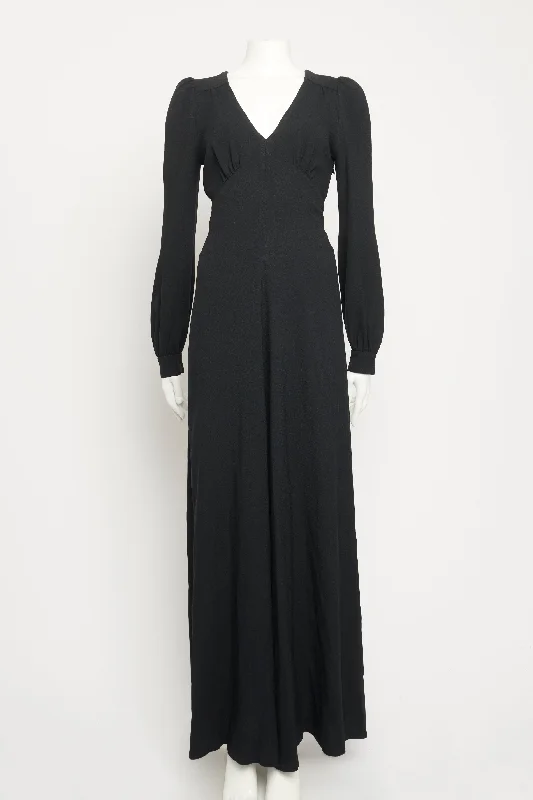 Black Viscose Preowned Nova Maxi Dress Elegant Maxi Dress with Slit