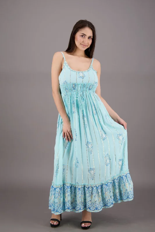 Bohemian Paisley Maxi Dress 24916 Comfortable Long-Sleeve Maxi Dress