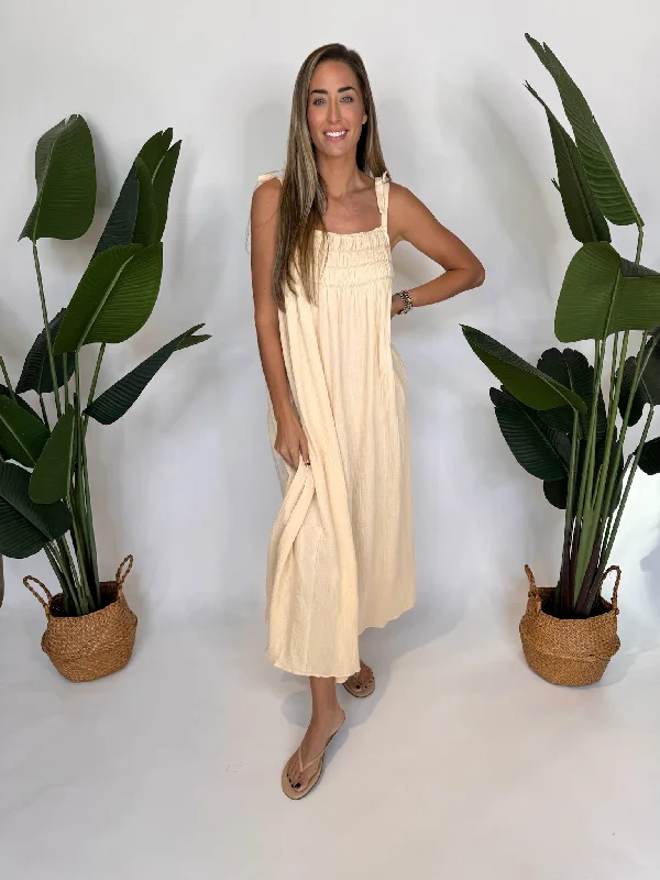 By Together Samara Maxi Dress Natural Stylish Long Sleeve Maxi Dress