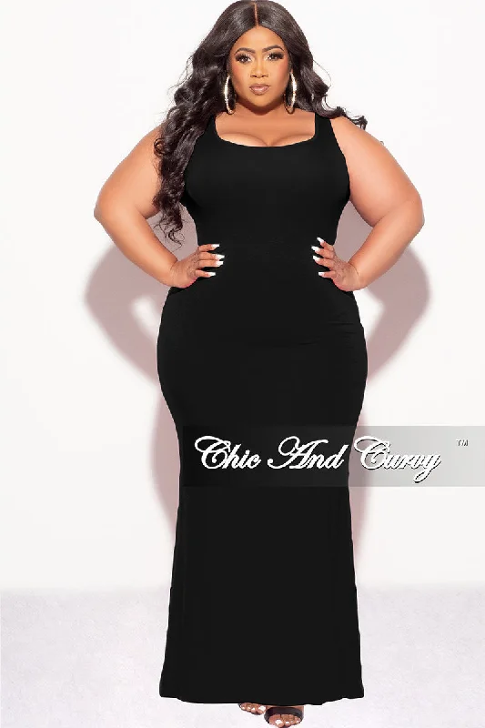 Final Sale Plus Size Tank Maxi Dress in Black Comfortable Maxi Dress with Belt