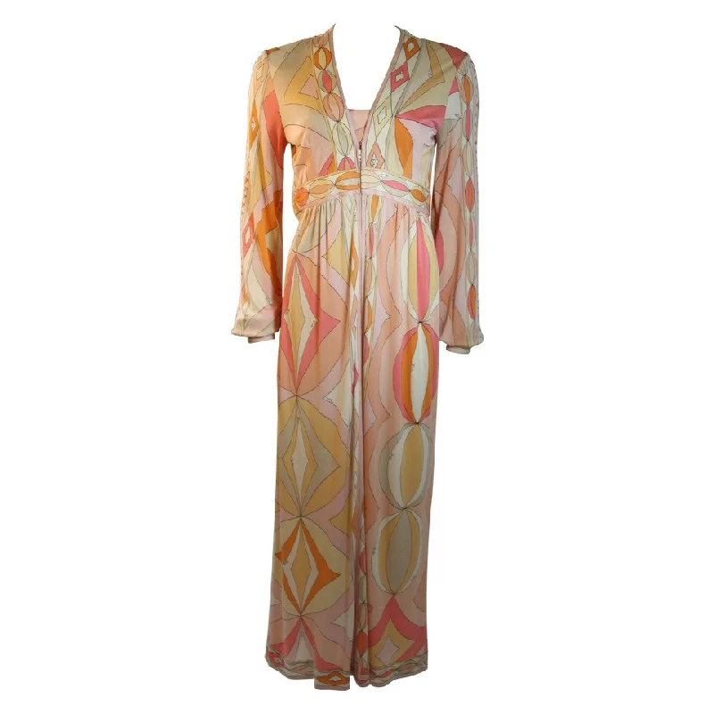 EMILIO PUCCI Plunge Neckline Maxi Dress Casual Maxi Dress with Pockets