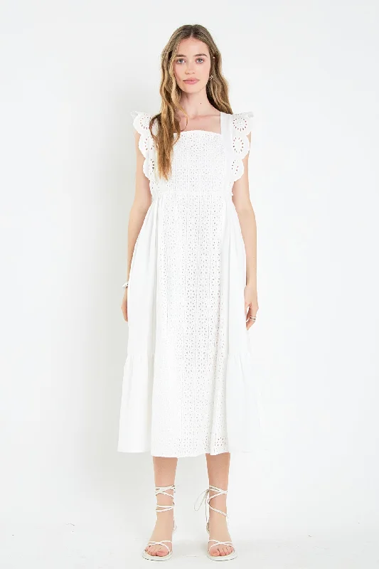 English Factory - Eyelet Maxi Dress Fashionable Off-Shoulder Maxi Dress