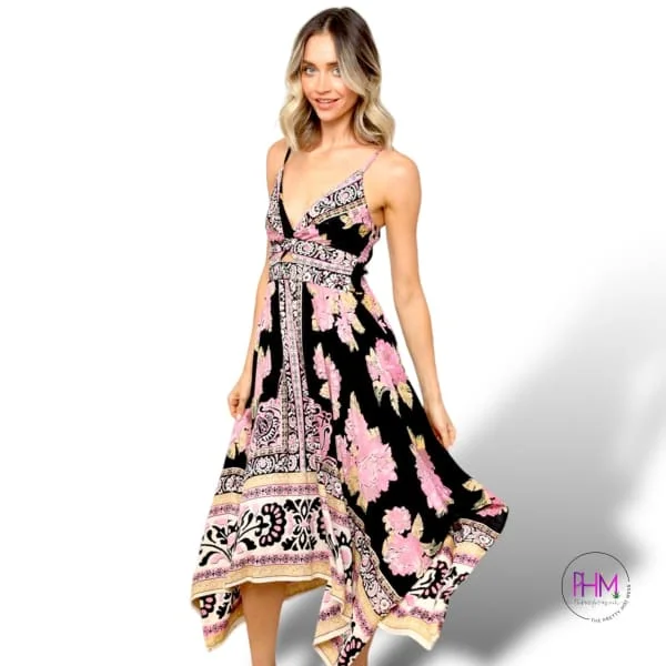 Gypsy Dreamer Hi Low Boho Maxi Dress 🩷 Fashionable Sleeveless Maxi Dress