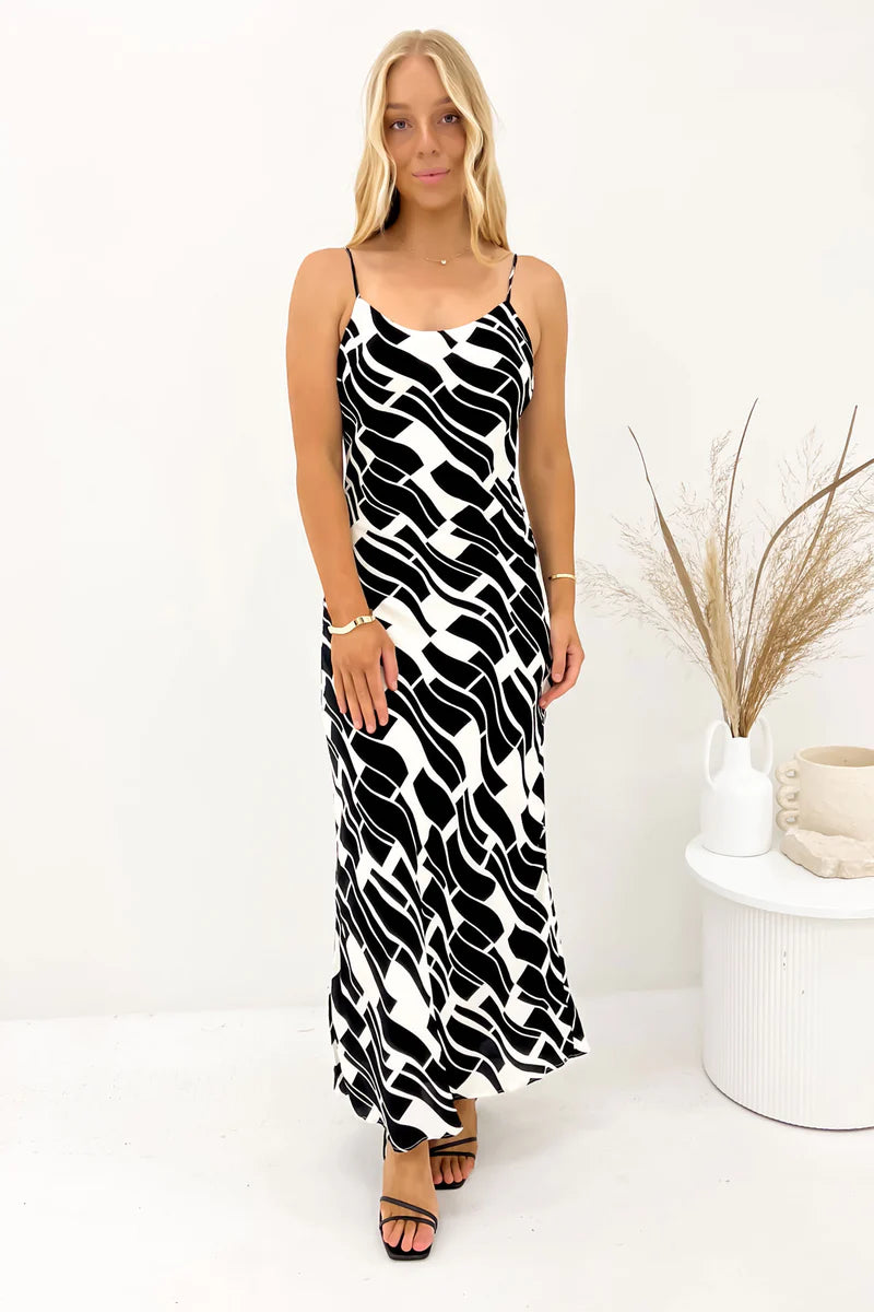 JORGE Estelle Womens Maxi Dress - Print Comfortable Bohemian Maxi Dress