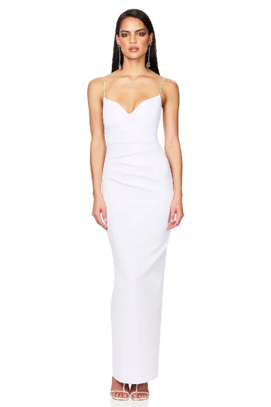 Nookie Affinity Maxi Dress - White Comfortable Maxi Dress with Belt