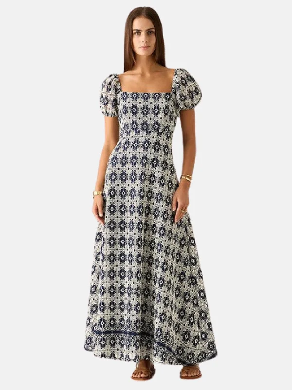 Pedra Embroidery Maxi Dress Comfortable Ruffle Maxi Dress